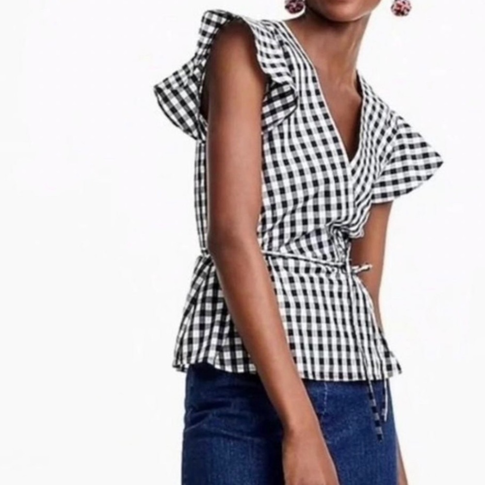 J.Crew Flutter Sleeve Gingham Top
